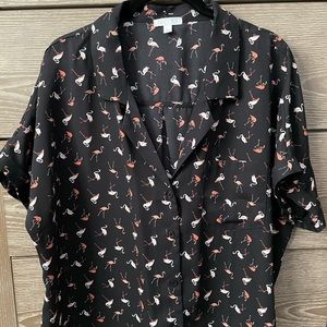 Abound flamingo button down crop shirt